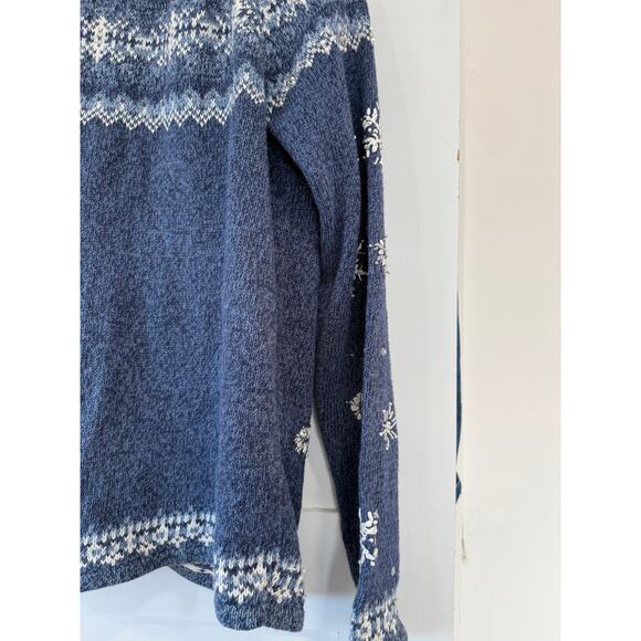 Caley St Clair L, Vintage Snowflake Zip Cardigan, Nordic Fair Isle Knit Blue - Picture 13 of 16